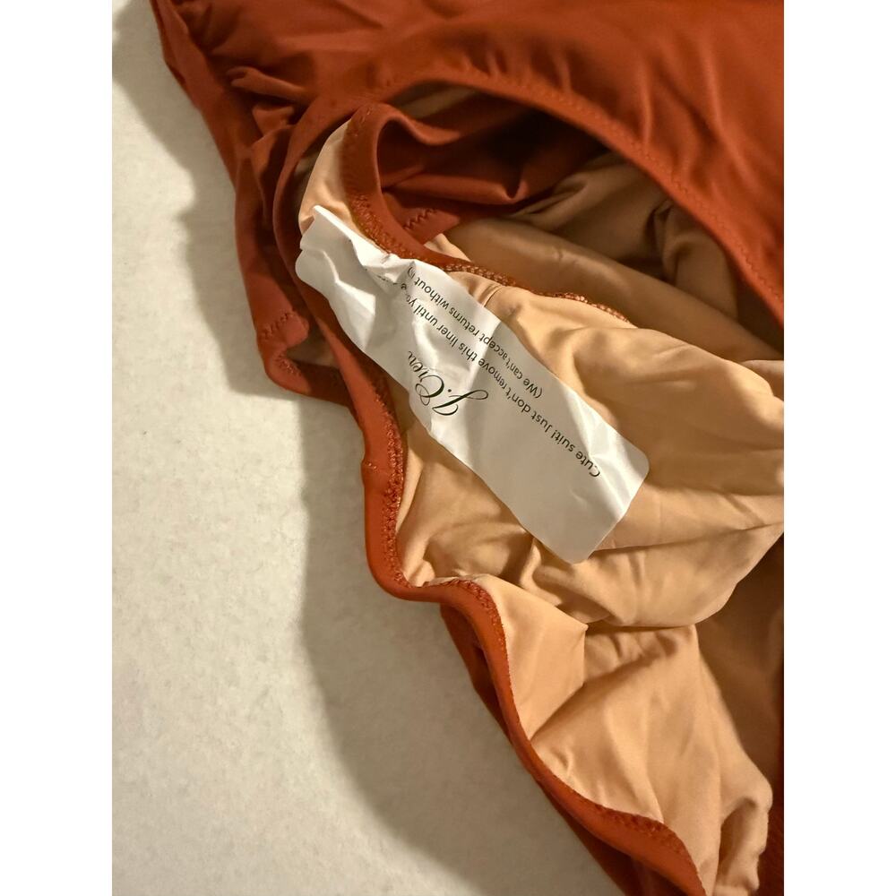 J.Crew Factory Women Swimsuit Swimwear One Piece Large Rust Brown - Picture 5 of 11